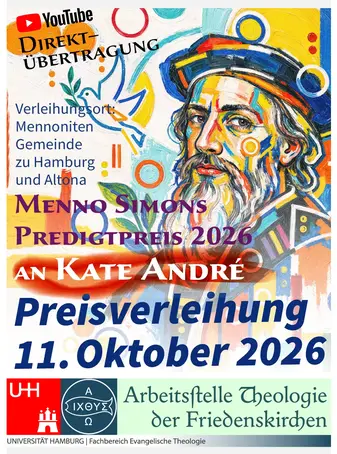 Plakat Menno-Simons-Predigtpreis 2026 für Kate André